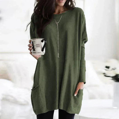Women’s Tunic Pullover – Oversized Fit – Soft Knitted – Dropped Shoulders – Side Pockets