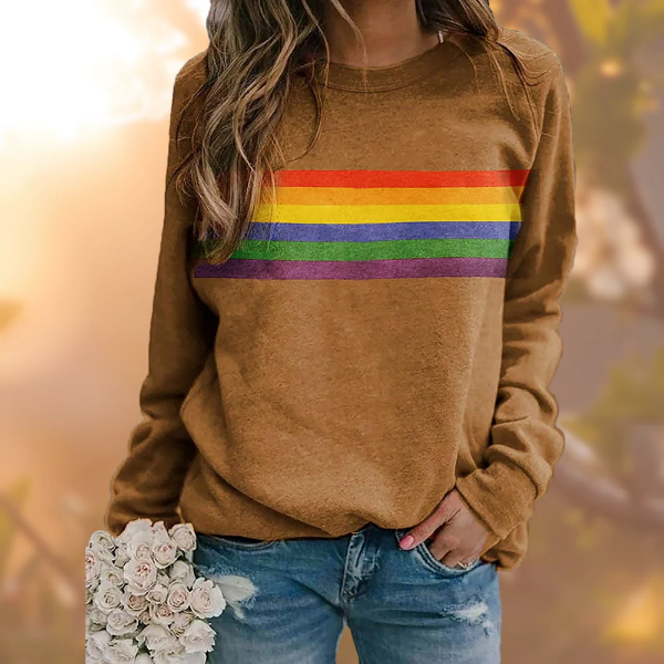 Soft Knit Striped Relaxed Fit Pullover Sweater 