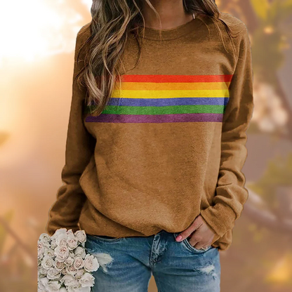 Women’s Pullover Sweater – Relaxed Fit – Soft Knit – Crew Neck – Striped Casual Style