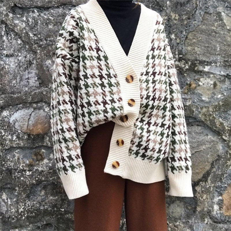 Wool Blend Relaxed Fit Cardigan Sweater 