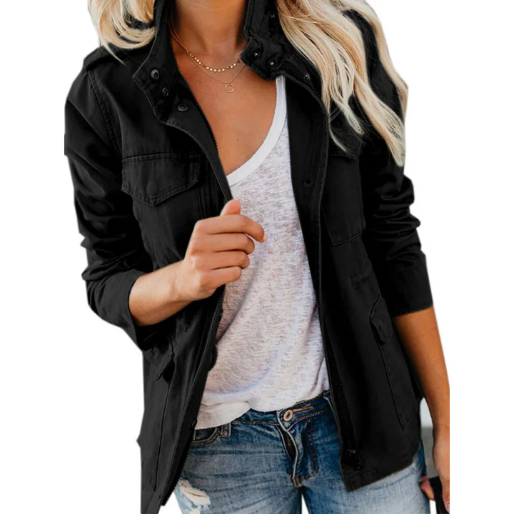 Relaxed Fit Cotton Blend Utility Jacket 