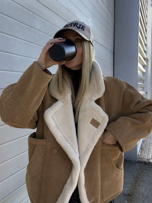 Plush Fleece Lined Oversized Coat 