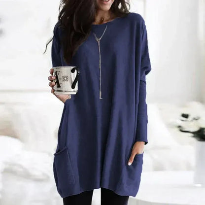 Women’s Tunic Pullover – Oversized Fit – Soft Knitted – Dropped Shoulders – Side Pockets