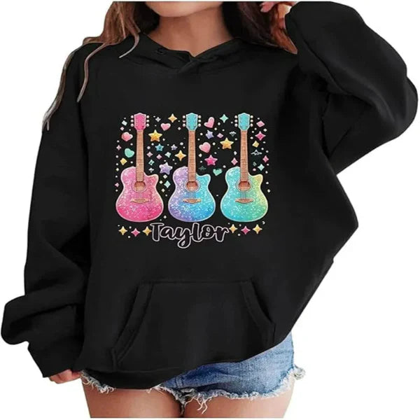 Soft Cotton Oversized Guitar Graphic Hoodie 