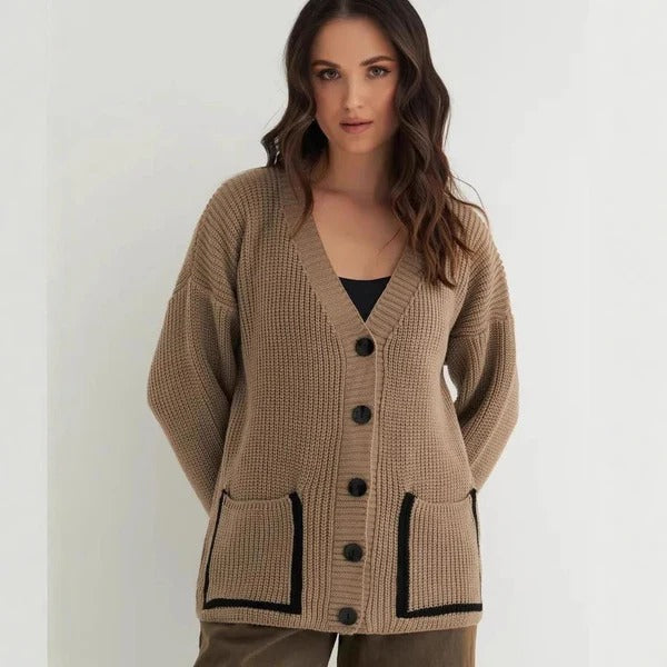 Wool Blend Relaxed Fit Knit Cardigan 