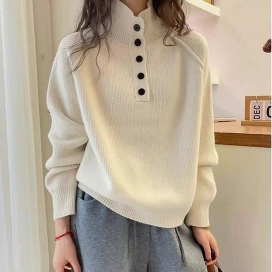 Wool Blend Relaxed Fit Knitted Pullover 
