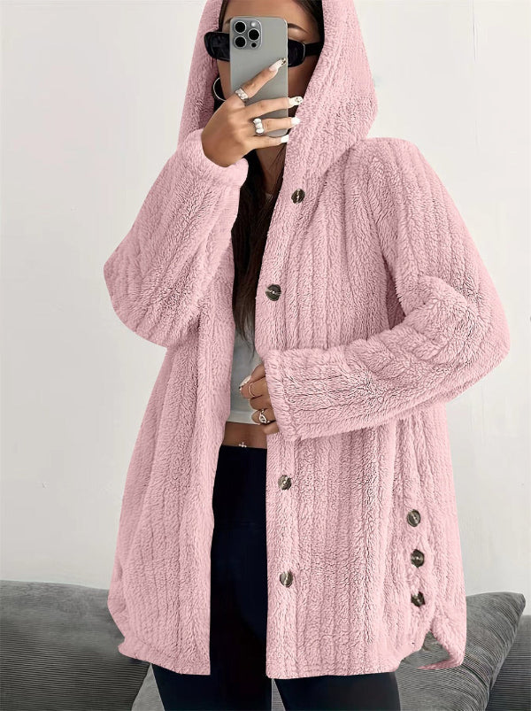 Soft Faux Fur Hooded Plush Coat 