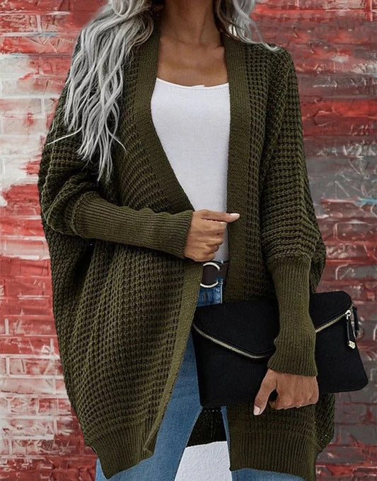 Oversized Waffle Texture Knit Cardigan 