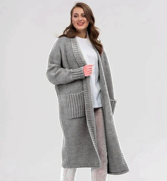 Soft Wool Oversized Longline Cardigan with Pockets 