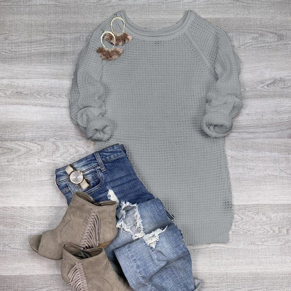 Women’s Knit Sweater – Chunky Wool – Oversized Fit – Cowl Neck – Side Slit Casual Wear