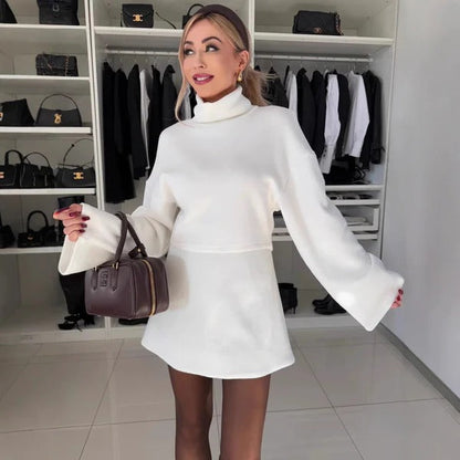 Women’s Two-Piece Sweatshirt Set – Oversized Fit – High Neck – Soft Cotton – Long Sleeve Casual Wear