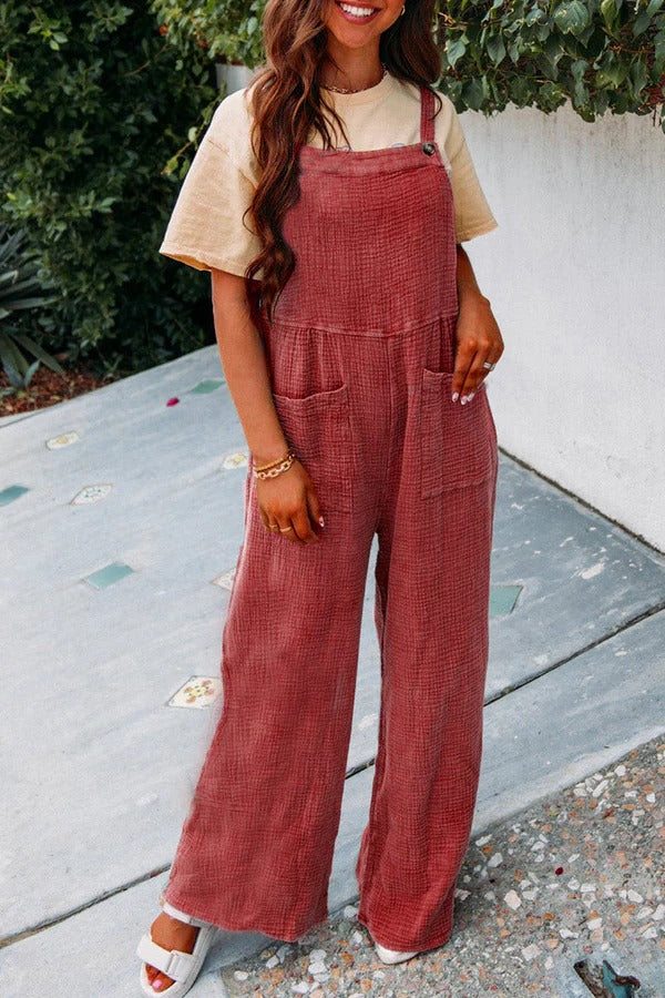 Breathable Cotton Blend Relaxed Fit Jumpsuit 
