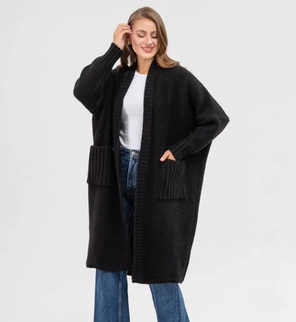 Soft Wool Oversized Longline Cardigan with Pockets 
