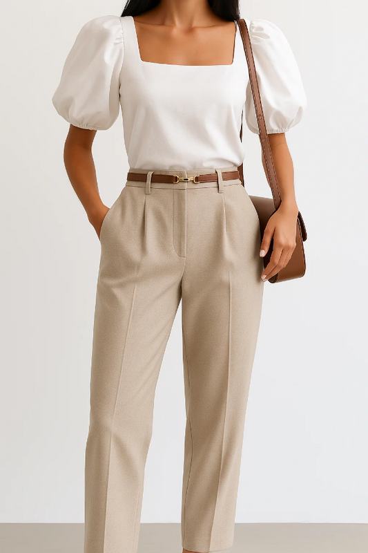 Pleated High Rise Tailored Tapered Trousers 