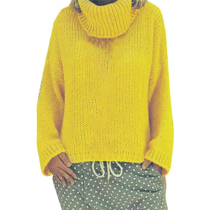 Women’s Sweater – Chunky Knit – Oversized Fit – High Collar – Ribbed Hem and Cuffs