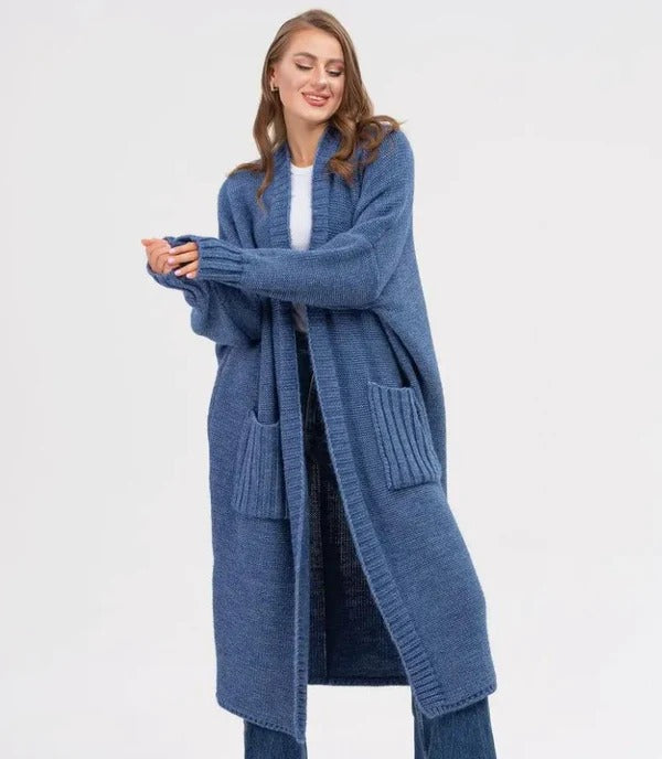 Soft Wool Oversized Longline Cardigan with Pockets 