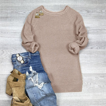 Women’s Knit Sweater – Chunky Wool – Oversized Fit – Cowl Neck – Side Slit Casual Wear