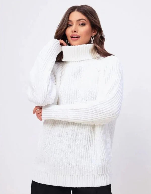 Ribbed Wool Texture Relaxed Fit Knitted Pullover 