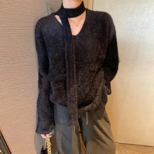 Chunky Wool Knit Oversized Pullover Sweater 