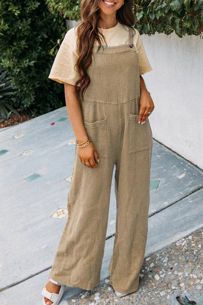 Women’s Jumpsuit – Relaxed Fit – Wide Leg – Adjustable Straps – Breathable Cotton Blend