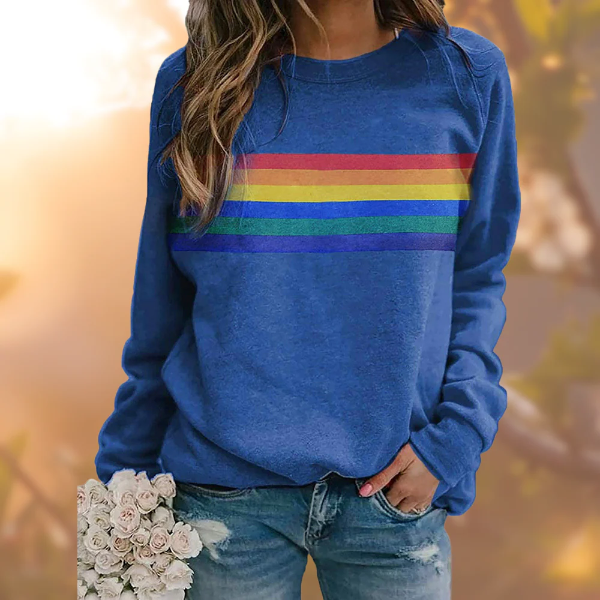 Soft Knit Striped Relaxed Fit Pullover Sweater 