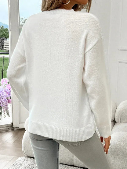 Women’s Sweatshirt – Relaxed Fit – Cotton Blend – Crew Neck – American Flag Graphic