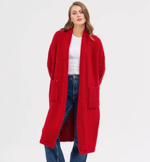 Soft Wool Oversized Longline Cardigan with Pockets 