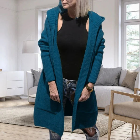 Oversized Knit Wool Feel Hooded Cardigan 