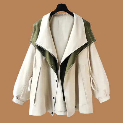 Women’s Coat – Oversized Fit – Wool Blend – Statement Collar – Adjustable Cuffs