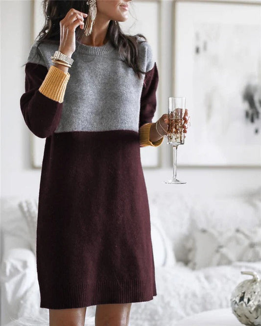 Wool Blend Relaxed Fit Knit Dress 