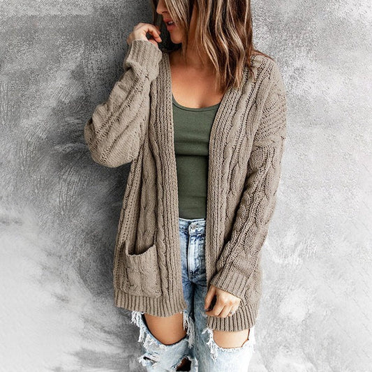 Cable Knit Relaxed Fit Knitted Cardigan 