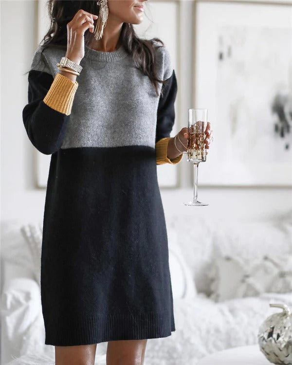 Wool Blend Relaxed Fit Knit Dress 