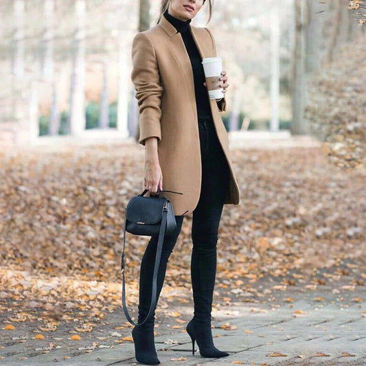 Wool Blend Tailored Fit Knee Length Overcoat 
