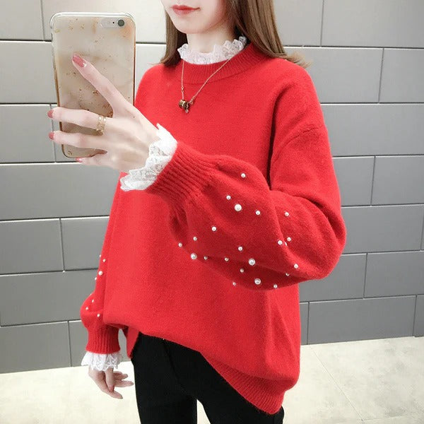 Wool Blend Relaxed Fit Knitted Sweater 