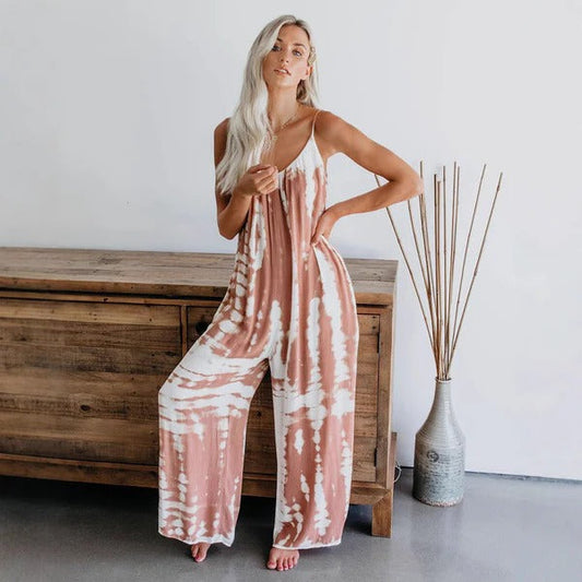 Tie-Dye Print Relaxed Fit Jumpsuit 