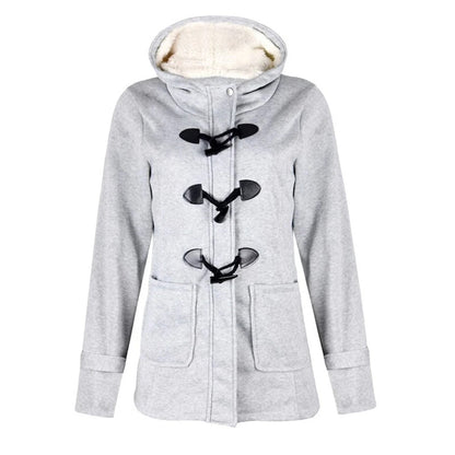 Women’s Long Coat – Wool Blend – Tailored Fit – Hooded with Toggle Closure
