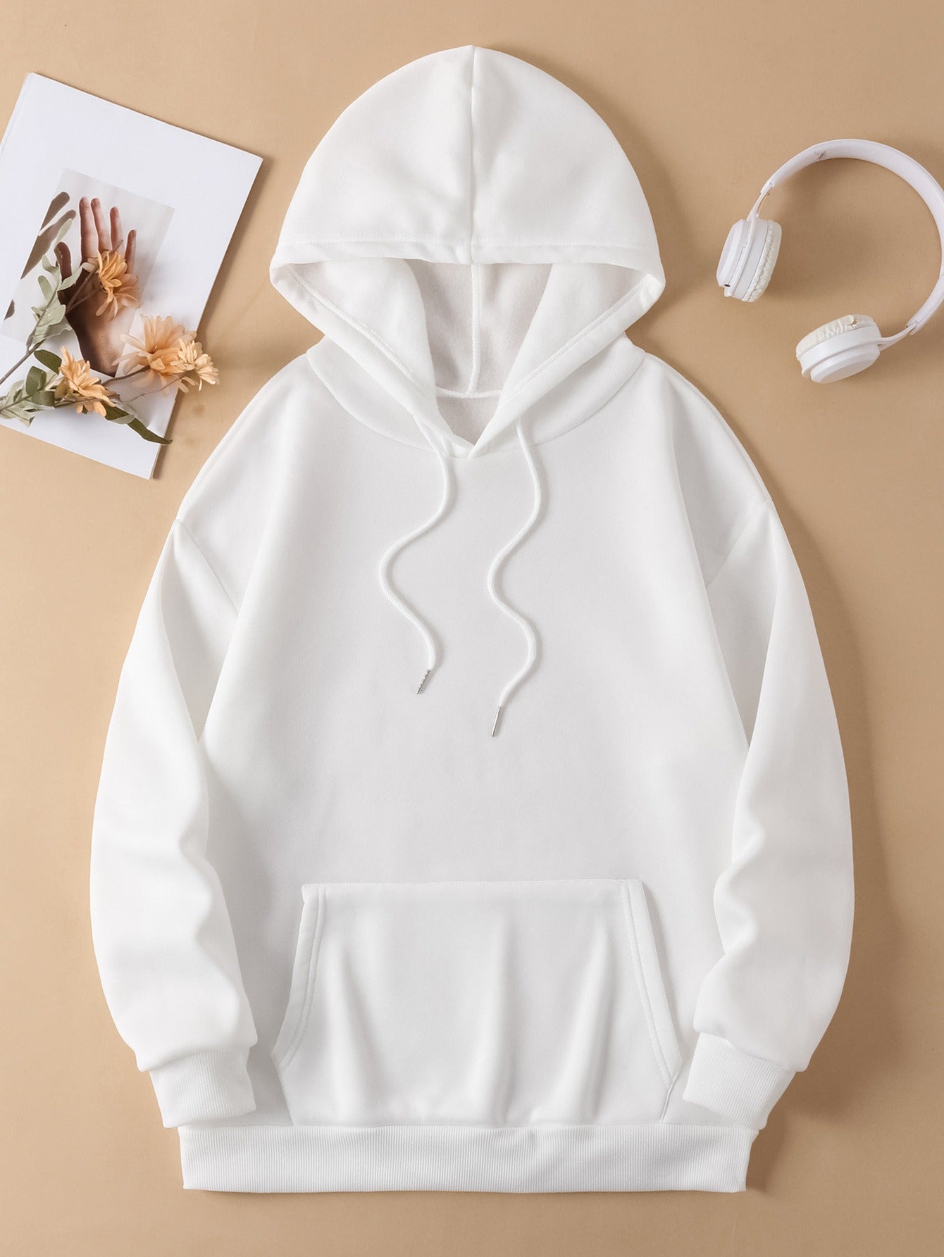 Cotton Blend Oversized Graphic Hooded Sweatshirt 