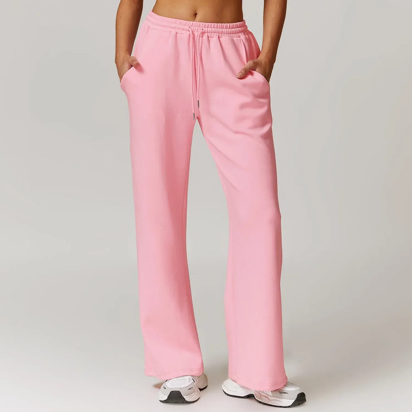 Women’s Lounge Pants – High Rise – Wide Leg – Cotton Blend – Drawstring Waist – Pockets