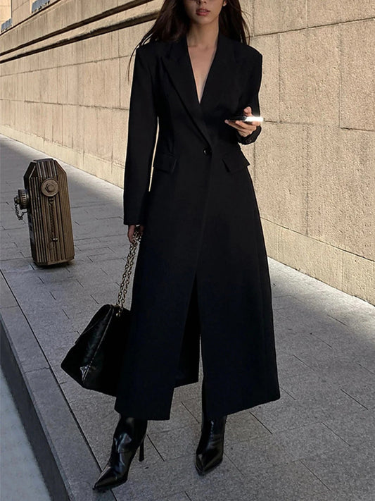 Tailored Wrap Front Ankle Long Coat 