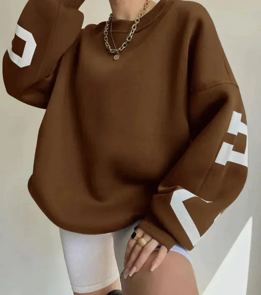 Oversized Cotton Blend Sweatshirt With Dropped Shoulders 