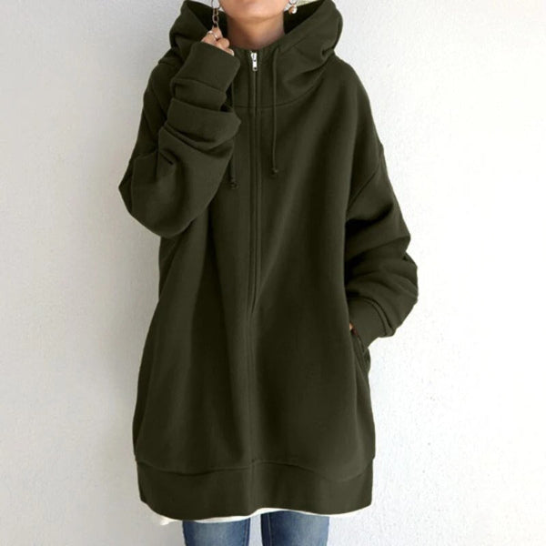 Plush Fleece Oversized Zip Front Hoodie 