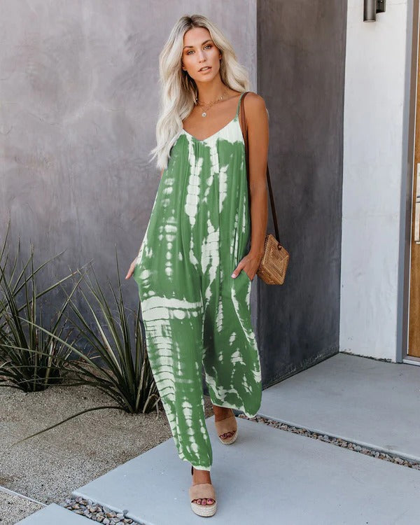Tie-Dye Print Relaxed Fit Jumpsuit 