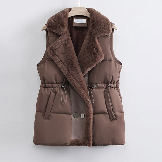 Adjustable Drawstring Quilted Shawl Collar Vest