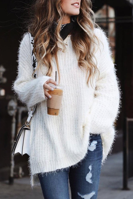 Wool Blend Oversized Knit Sweater 