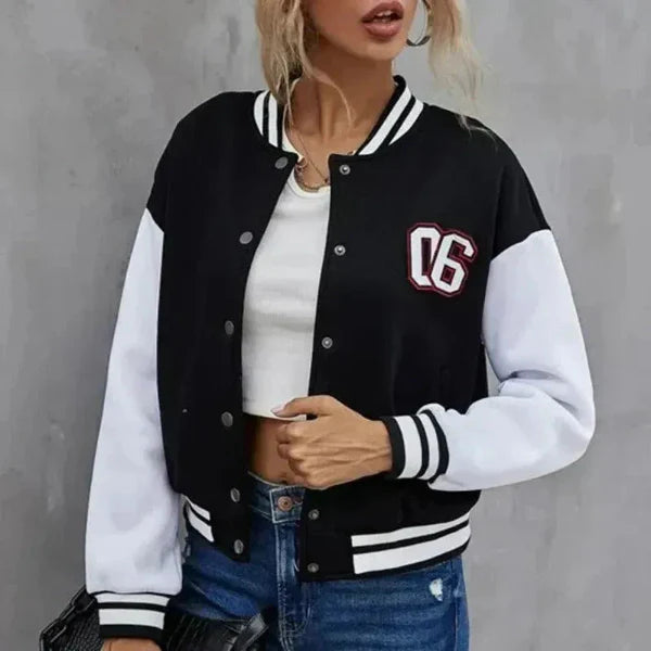 Ribbed Trim Casual Fit Bomber Jacket 