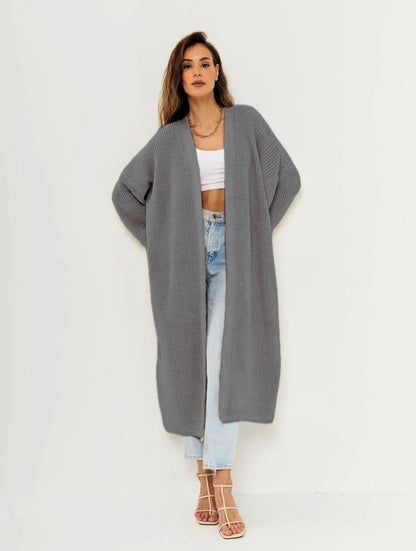 Women’s Knit Cardigan – Oversized Fit – Wool Feel – Open Front – Long Sleeve Layer