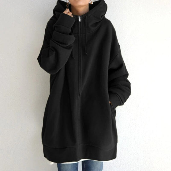 Plush Fleece Oversized Zip Front Hoodie 