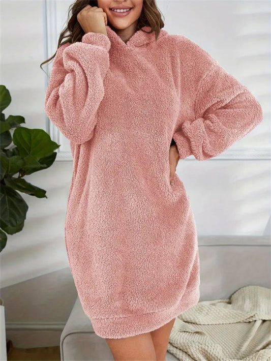 Fleece Oversized Fit Hoodie Dress 