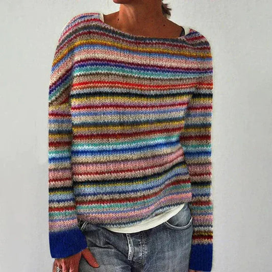 Wool Blend Striped Relaxed Fit Sweatshirt