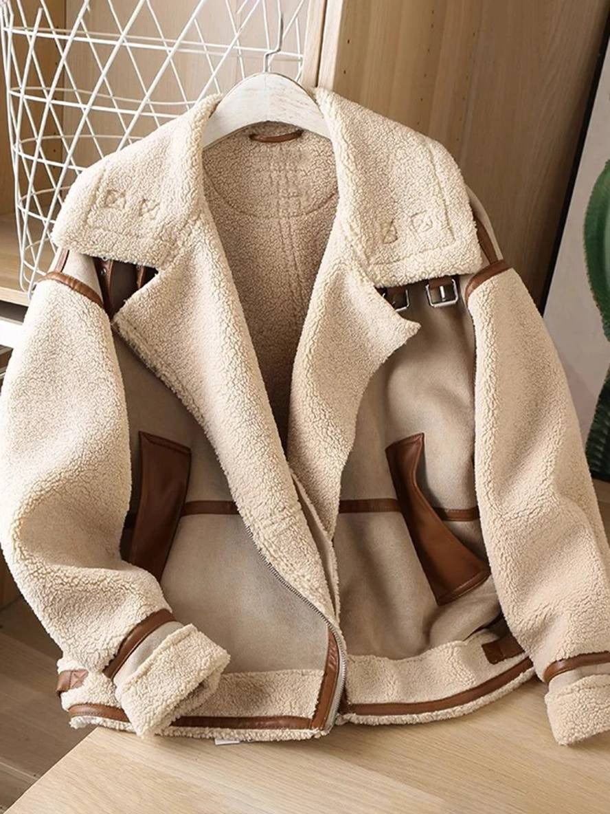 Faux Suede Shearling Oversized Jacket